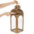 Lanterna in metallo, vetro, metallo effetto ottone, altezza 50 cm, set da 2 | Floristik24.it
