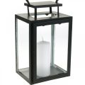 Floristik24 Lanterna decorativa in metallo nero, lanterna rettangolare in vetro 19x15x30,5cm