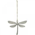 Floristik24 Libellula in metallo, decorazione estiva, libellula decorativa da appendere in argento L12,5 cm