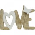 Decoro da tavola &quot;Love&quot;, decoro in legno con cuore e farfalla naturale, bianco L24cm H17.5cm