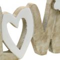 Decoro da tavola &quot;Love&quot;, decoro in legno con cuore e farfalla naturale, bianco L24cm H17.5cm