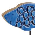 Floristik24 Pesce decorativo marittimo in legno su supporto blu 25 cm × 24,5 cm