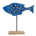 Floristik24 Pesce decorativo marittimo in legno su supporto blu 25 cm × 24,5 cm