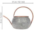 Annaffiatoio decorativo in metallo, stile country vintage, decorazione da giardino, per piante, rame argentato, L41cm Ø26cm H30cm | Floristik24.it