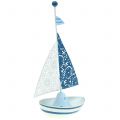 Floristik24 Barca a vela in metallo blu, bianco 12,5 cm x 20,5 cm 2 pezzi