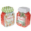 Floristik24 Scatola per biscotti in metallo con motivo natalizio, design a barattolo, 15 cm, 2 pezzi