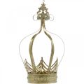 Floristik24 Corona decorativa da appendere, fioriera, decorazione in metallo, Avvento dorato, aspetto antico Ø19,5cm H35cm