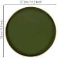 Vassoio decorativo verde con bordo dorato, moderno, 30 cm | Floristik24.it