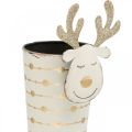 Floristik24 Vaso per piante di renne, decorazione dell&#39;Avvento, decorazione in metallo, fioriera per Natale bianco, dorato H28cm Ø8.5cm