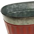 Floristik24 Portavaso ovale rosso, zinco argento 26 × 13 cm H11 cm