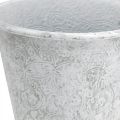Floristik24 Vaso con ornamenti, vaso per piante, vaso in metallo bianco Ø18.5cm H18cm