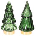 Floristik24 Albero di Natale in vetro con luci a LED, decorazione da tavolo, Natale, 13 cm, 2 pezzi