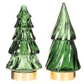 Albero di Natale in vetro con luci a LED, decorazione da tavolo, Natale, 13 cm, 2 pezzi | Floristik24.it