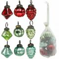 Floristik24 Mini mix di palline per albero di Natale, diamante / palla / cono, palline di vetro aspetto antico Ø3–3,5 cm H4,5–5,5 cm 9 pezzi