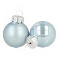 Floristik24 Mini pallina di Natale in vetro blu lucido/opaco Ø2,5cm 24p