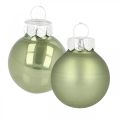 Floristik24 Mini palline di Natale in vetro verde lucido/opaco Ø2,5cm 24p