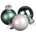 Floristik24 Mini palline di Natale vetro verde madreperla grigio Ø3cm 22 pz