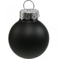 Floristik24 Mini palline di Natale in vetro nero lucido/opaco Ø2,5cm 24p