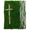 Viti di muschio e croce per la sistemazione della tomba verde, bianco 40 × 30 cm