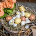 Floristik24 Decorazione pasquale da appendere Motivi uovo di Pasqua bianco, giallo, marrone assortiti 6 pezzi