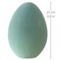 Floristik24 Uovo di Pasqua in plastica verde uovo deco grigio-verde floccato 25cm