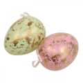 Floristik24 Uovo di Pasqua da appendere decorazione uova rosa, verde, oro 20cm 2pz