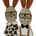 Floristik24 Coniglietto pasquale pelle di leopardo e occhiali in legno Ha un set di 2 decorazioni pasquali