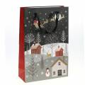 Floristik24 Sacchetto regalo Sacco di carta Villaggio di Natale H30cm 2 pezzi