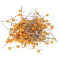 Floristik24 Spilli arancioni con testa in madreperla per forniture da fiorista, Ø4mm, 40mm, 150 pezzi
