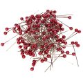 Floristik24 Spilli decorativi con testa in madreperla rossa per fioristi, Ø4mm, 40mm, 150 pezzi