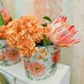 Floristik24 Vaso per piante ovale vintage in metallo con decorazione primaverile 27,5 cm