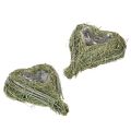 Floristik24 Cuore decorativo in erba naturale con inserto in lamina, 14 cm, 2 pezzi