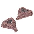 Floristik24 Ciotola a forma di cuore con rami e inserto in lamina per composizioni floreali, 14 cm, 2 pezzi