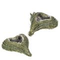 Floristik24 Cuore vegetale in materiale naturale con inserto in lamina, 22 cm, 2 pezzi