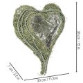 Ciotola a forma di cuore in erba naturale con foglio per la semina, 38 cm | Floristik24.it