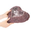Ciotola a forma di cuore realizzata con ramoscelli e inserto in lamina, 37 cm | Floristik24.it