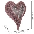Ciotola a forma di cuore realizzata con ramoscelli e inserto in lamina, 37 cm | Floristik24.it
