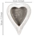 Ciotola decorativa a forma di cuore, grigia; piccolo vaso a forma di cuore, 19 cm | Floristik24.it
