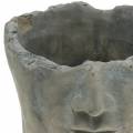 Floristik24 Piantare il busto della testa in cemento per piantare grigio H14,5cm 2 pezzi