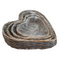 Floristik24 Cesto per piante cesto decorativo a forma di cuore pianta cuore salice set di 4