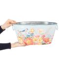 Vasi per piante, primavera, fioriere per fiori/uccelli, contenitore ovale in metallo L39/31/24,5cm, set da 3 | Floristik24.it