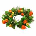 Ghirlanda di physalis artificiale, arancione e verde, Ø28 cm, decorazione autunnale | Floristik24.it