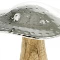 Floristik24 Deco fungo metallo legno argento, decorazione autunnale naturale 13 cm