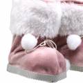 Floristik24 Addobbi natalizie Paio di scarpe in peluche Grigio / rosa 10 cm x 8 cm 2 pezzi