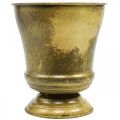 Vaso vintage in metallo con tazza in ottone Ø17cm H19cm | Floristik24.it
