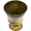 Fioriera vintage vaso in metallo ottone Ø14cm H17cm