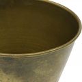 Vaso vintage in metallo con tazza in ottone Ø11,5 cm H13,5 cm | Floristik24.it