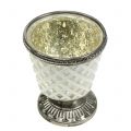 Floristik24 Tealight bicchiere di vetro contadino argento H9cm