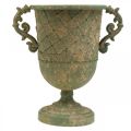 Floristik24 Coppa per piantare, calice con manici, vaso in metallo aspetto antico Ø15,5cm H23.5cm