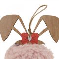 Ciondolo coniglietto ciondolo deco in legno rosa Ø5cm-10cm 6 pezzi